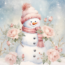 Load image into Gallery viewer, Diamond Painting - Full Round - Winter pink snowman (30*30CM)
