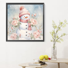 Load image into Gallery viewer, Diamond Painting - Full Round - Winter pink snowman (30*30CM)
