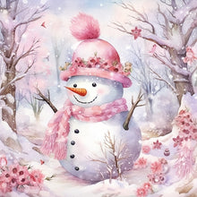 Load image into Gallery viewer, Diamond Painting - Full Round - Winter pink snowman (30*30CM)

