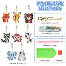 Load image into Gallery viewer, 8PCS Diamond Art Keyring Little Animal Double Sided Crown Special Shape Handbag
