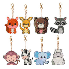 Load image into Gallery viewer, 8PCS Diamond Art Keyring Little Animal Double Sided Crown Special Shape Handbag
