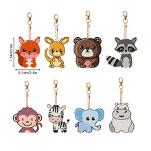 Load image into Gallery viewer, 8PCS Diamond Art Keyring Little Animal Double Sided Crown Special Shape Handbag
