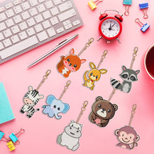 Load image into Gallery viewer, 8PCS Diamond Art Keyring Little Animal Double Sided Crown Special Shape Handbag

