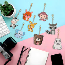 Load image into Gallery viewer, 8PCS Diamond Art Keyring Little Animal Double Sided Crown Special Shape Handbag
