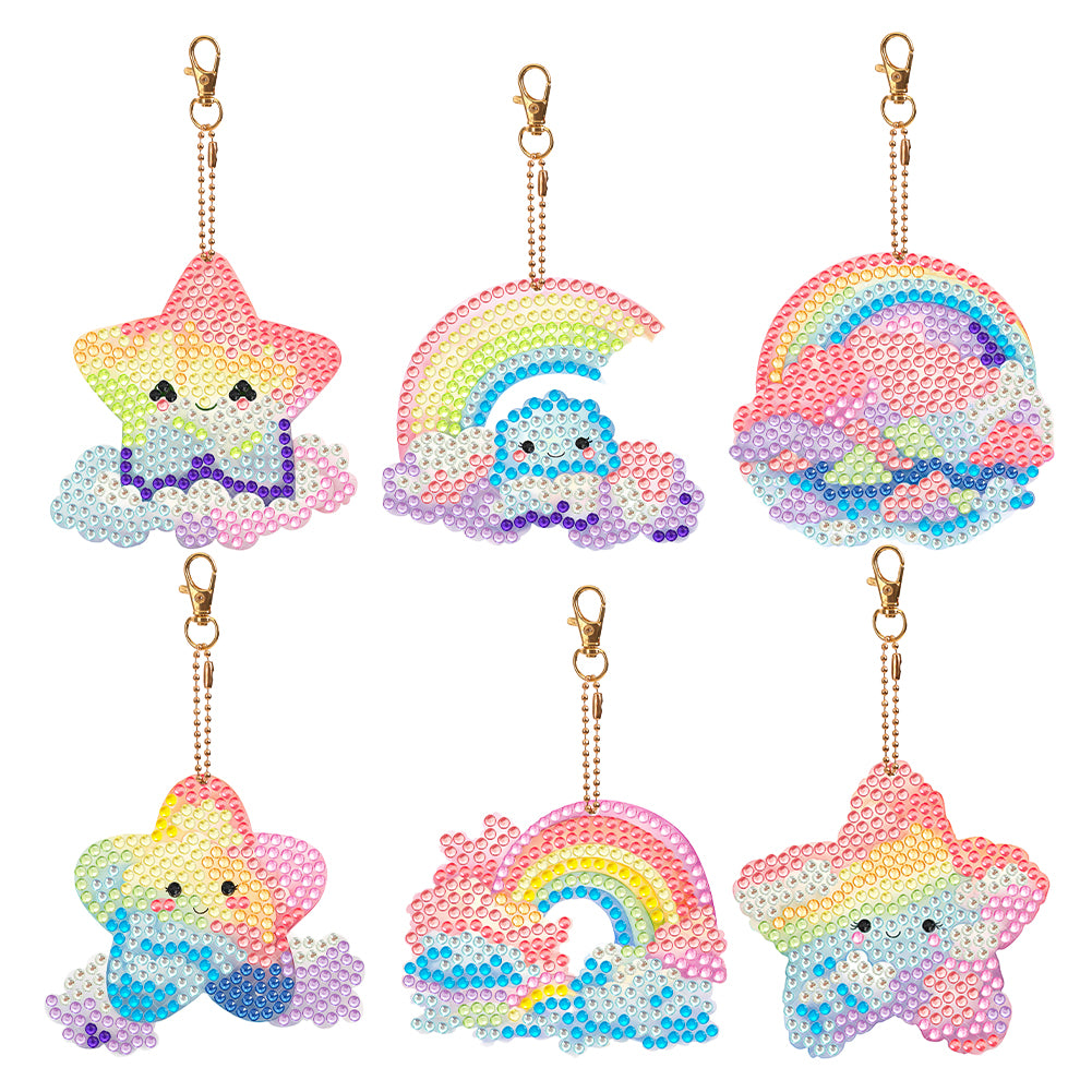 8PCS Diamond Art Keyring Little Animal Double Sided Crown Special Shape Handbag