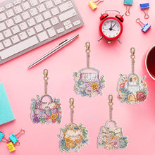 Load image into Gallery viewer, 8PCS Diamond Art Keyring Little Animal Double Sided Crown Special Shape Handbag
