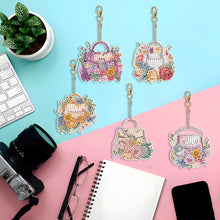Load image into Gallery viewer, 8PCS Diamond Art Keyring Little Animal Double Sided Crown Special Shape Handbag
