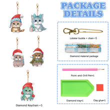 Load image into Gallery viewer, 5PCS Double Sided Special Shape Diamond Art Keyring Little Bear in Red Cardinals
