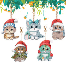 Load image into Gallery viewer, 5PCS Double Sided Special Shape Diamond Art Keyring Little Bear in Red Cardinals
