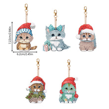 Load image into Gallery viewer, 5PCS Double Sided Special Shape Diamond Art Keyring Little Bear in Red Cardinals
