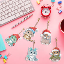 Load image into Gallery viewer, 5PCS Double Sided Special Shape Diamond Art Keyring Little Bear in Red Cardinals
