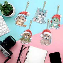 Load image into Gallery viewer, 5PCS Double Sided Special Shape Diamond Art Keyring Little Bear in Red Cardinals
