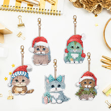 Load image into Gallery viewer, 5PCS Double Sided Special Shape Diamond Art Keyring Little Bear in Red Cardinals
