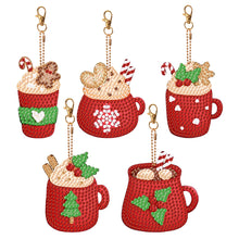 Load image into Gallery viewer, 5PCS Double Sided Special Shape Diamond Art Keyring Little Bear in Red Cardinals
