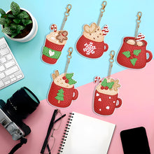 Load image into Gallery viewer, 5PCS Double Sided Special Shape Diamond Art Keyring Little Bear in Red Cardinals
