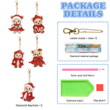 Load image into Gallery viewer, 5PCS Double Sided Special Shape Diamond Art Keyring Little Bear in Red Cardinals
