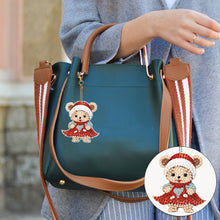 Load image into Gallery viewer, 5PCS Double Sided Special Shape Diamond Art Keyring Little Bear in Red Cardinals
