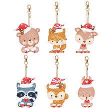 Load image into Gallery viewer, 5PCS Double Sided Special Shape Diamond Art Keyring Little Bear in Red Cardinals
