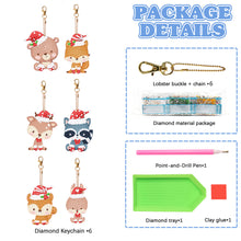 Load image into Gallery viewer, 5PCS Double Sided Special Shape Diamond Art Keyring Little Bear in Red Cardinals
