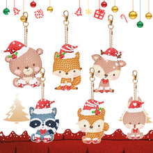 Load image into Gallery viewer, 5PCS Double Sided Special Shape Diamond Art Keyring Little Bear in Red Cardinals
