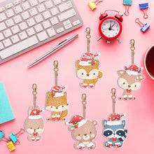 Load image into Gallery viewer, 5PCS Double Sided Special Shape Diamond Art Keyring Little Bear in Red Cardinals
