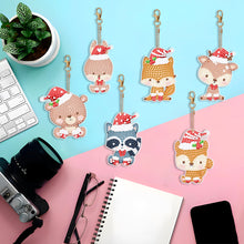 Load image into Gallery viewer, 5PCS Double Sided Special Shape Diamond Art Keyring Little Bear in Red Cardinals

