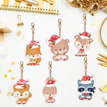 Load image into Gallery viewer, 5PCS Double Sided Special Shape Diamond Art Keyring Little Bear in Red Cardinals
