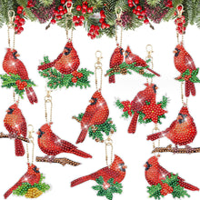Load image into Gallery viewer, 5PCS Double Sided Special Shape Diamond Art Keyring Little Bear in Red Cardinals
