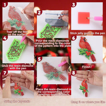 Load image into Gallery viewer, 5PCS Double Sided Special Shape Diamond Art Keyring Little Bear in Red Cardinals
