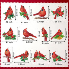 Load image into Gallery viewer, 5PCS Double Sided Special Shape Diamond Art Keyring Little Bear in Red Cardinals

