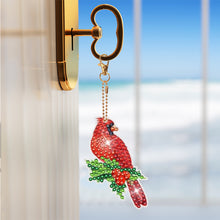 Load image into Gallery viewer, 5PCS Double Sided Special Shape Diamond Art Keyring Little Bear in Red Cardinals
