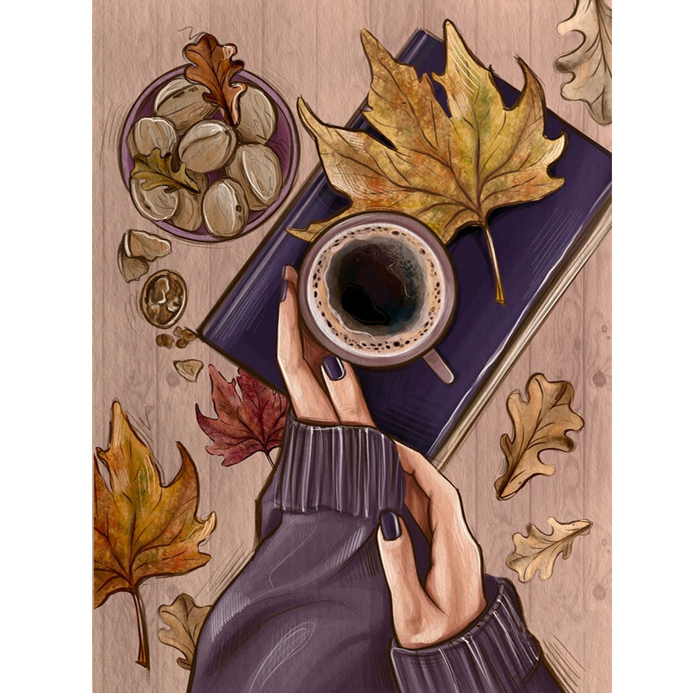 Diamond Painting - Full Round - Woman's hand with coffee (30*40CM)