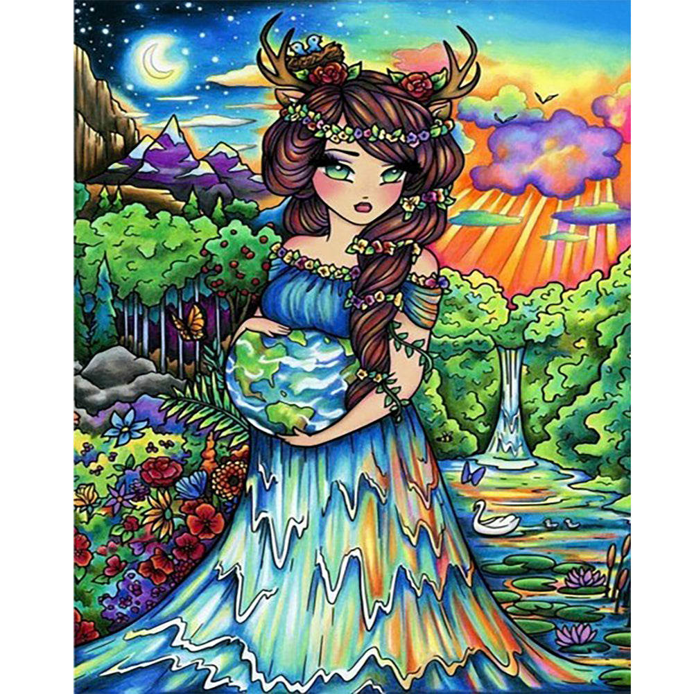 Diamond Painting - Full Round - The elf girl who protects the world (40*50CM)