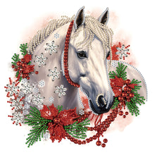 Load image into Gallery viewer, Diamond Painting - Partial Special Shaped - Christmas white horse (30*30CM)
