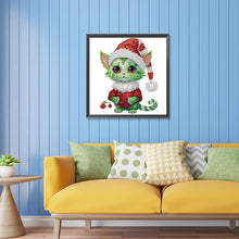 Load image into Gallery viewer, Diamond Painting - Partial Special Shaped - Christmas green kitten (30*30CM)
