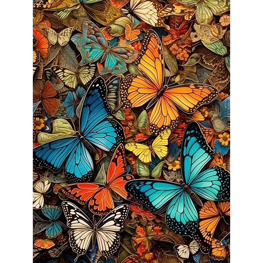 Diamond Painting - Full Round - multicolor butterfly (30*40CM)