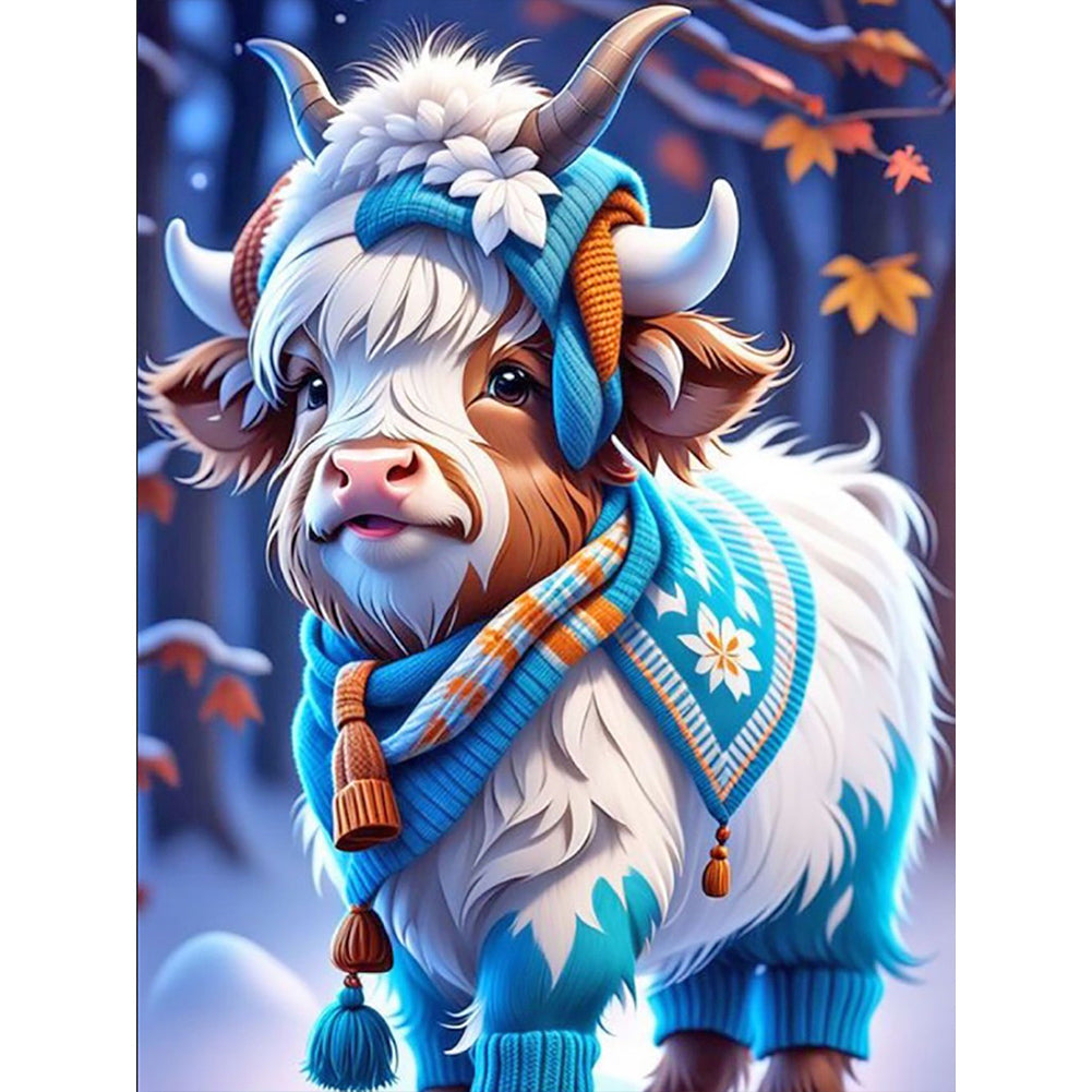 Diamond Painting - Full Round - Young yak wearing clothes (30*40CM)