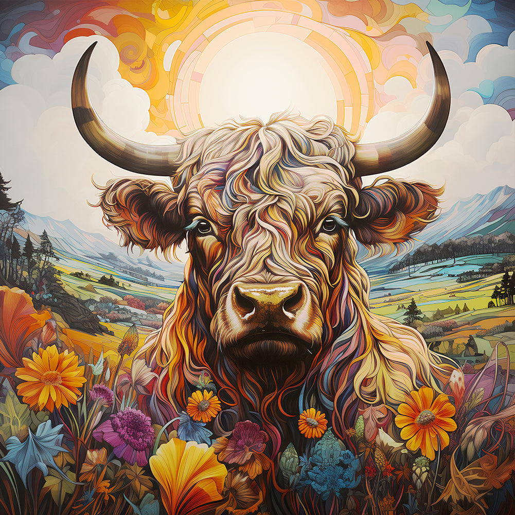 Diamond Painting - Full Round - Pastoral animal yak (30*30CM)