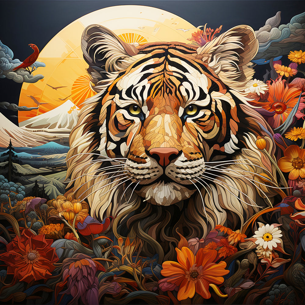 Diamond Painting - Full Round - Pastoral animal tiger (30*30CM)