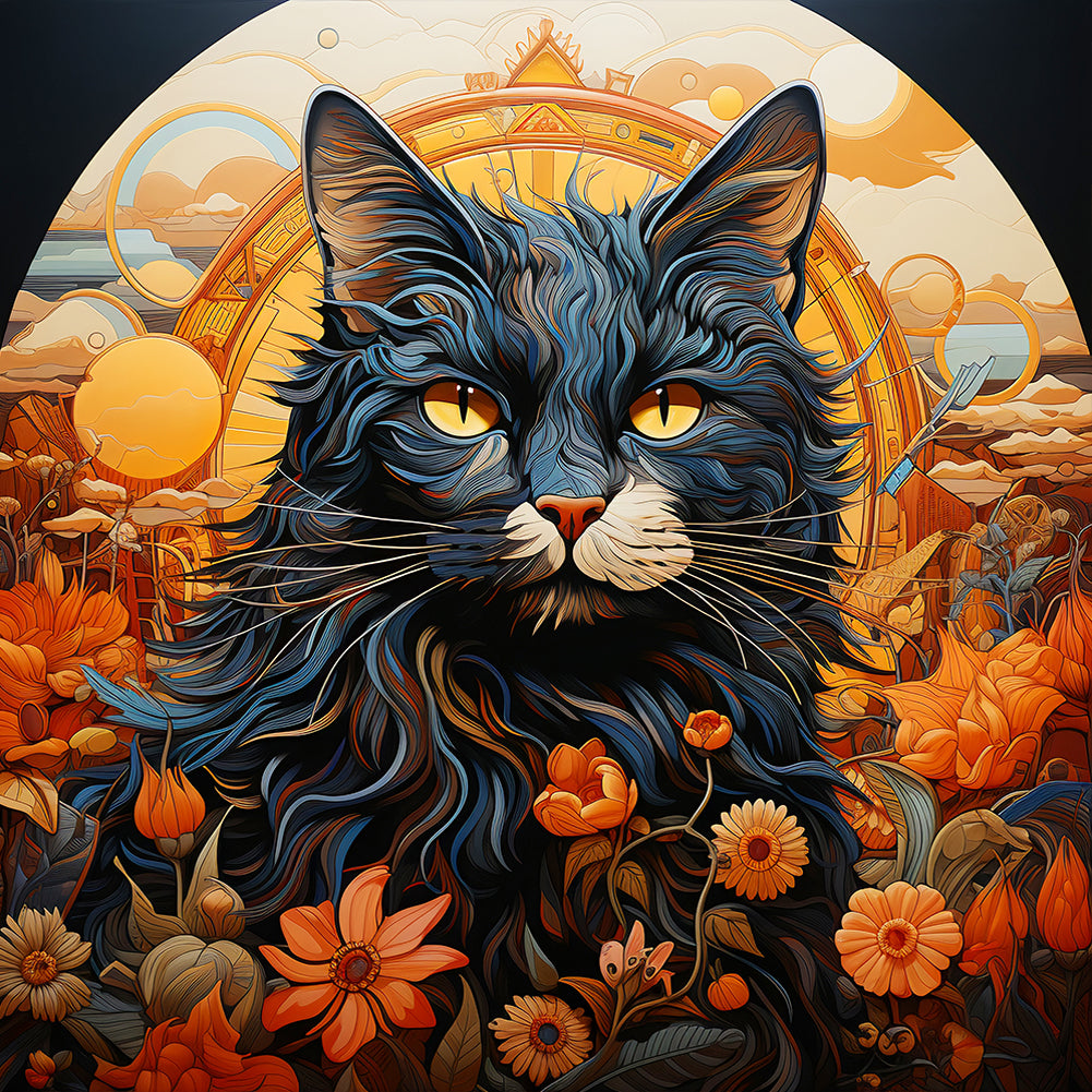Diamond Painting - Full Round - Pastoral animal black cat (30*30CM)