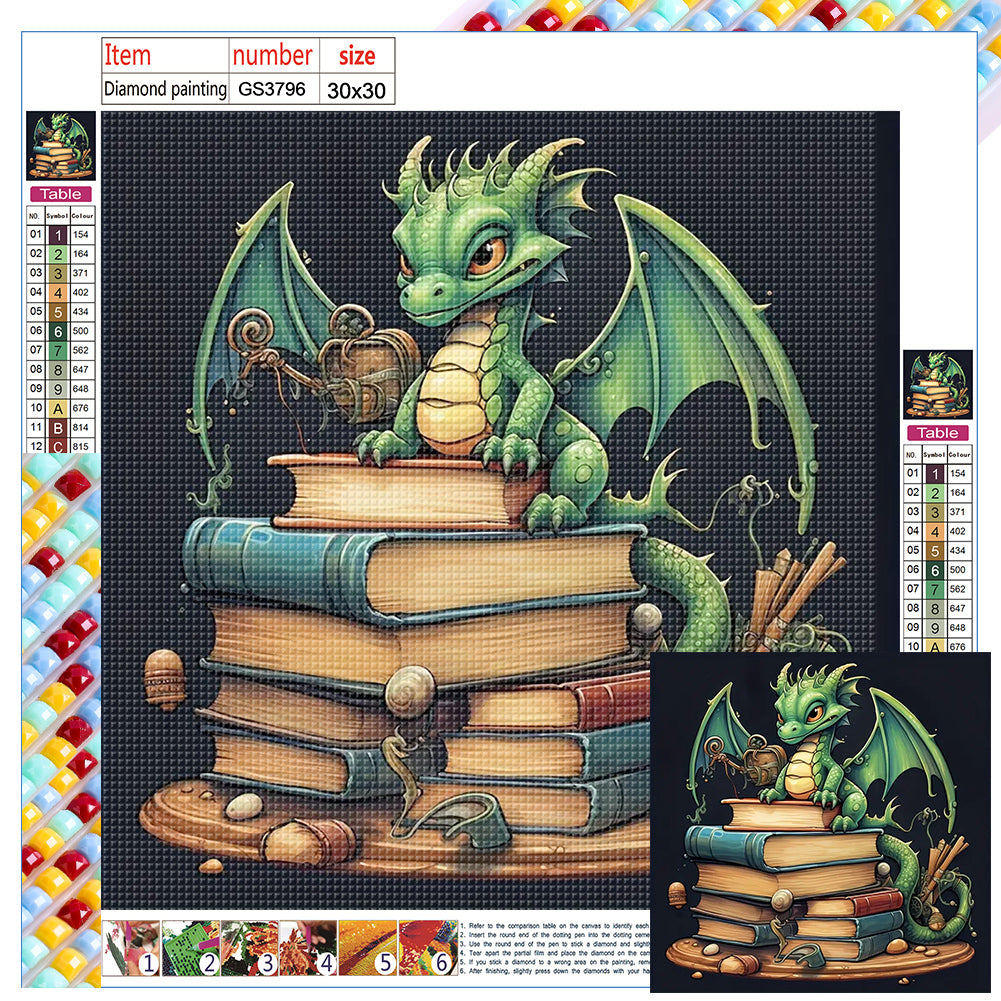 Diamond Painting - Full Square - book dinosaur (30*30CM)