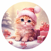 Load image into Gallery viewer, Diamond Painting - Full Round - Pink kitten in the snow (30*30CM)

