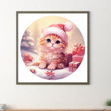 Load image into Gallery viewer, Diamond Painting - Full Round - Pink kitten in the snow (30*30CM)
