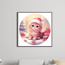 Load image into Gallery viewer, Diamond Painting - Full Round - Pink kitten in the snow (30*30CM)
