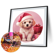 Load image into Gallery viewer, Diamond Painting - Full Round - Pink puppy in the snow (30*30CM)
