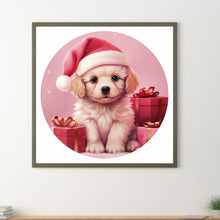 Load image into Gallery viewer, Diamond Painting - Full Round - Pink puppy in the snow (30*30CM)
