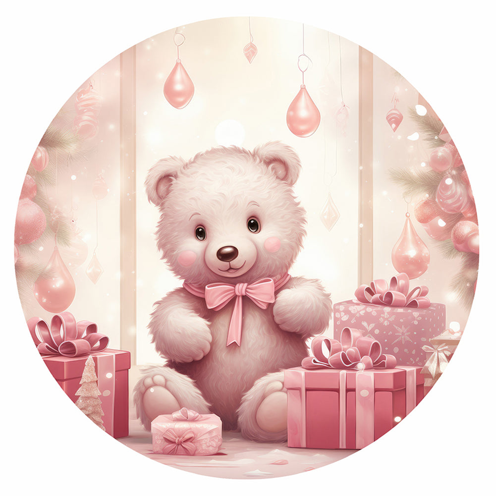 Diamond Painting - Full Round - Pink bear in the snow (30*30CM)