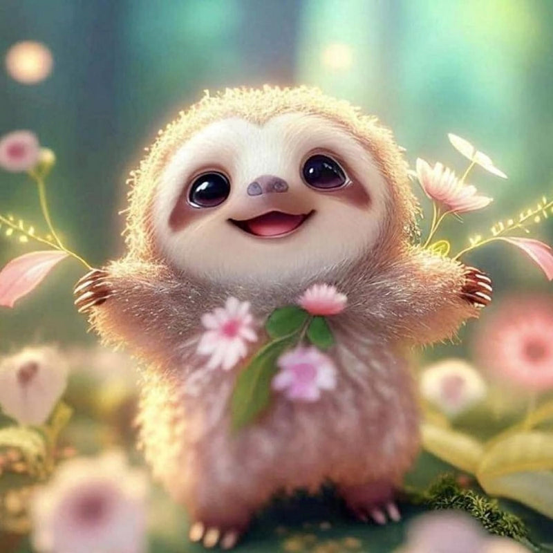 Diamond Painting - Full Round - cute sloth (30*30CM)