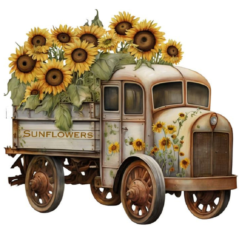 Diamond Painting - Full Round - sunflower truck (30*30CM)