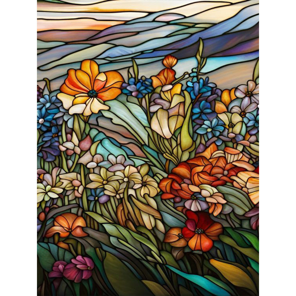 Diamond Painting - Full Round - flower glass painting (30*40CM)